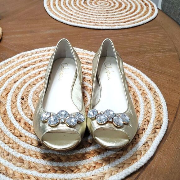 Cole Haan Air Tali Jewel Embellished Leather Open Toe Ballet Flats Size 8.5B - Picture 2 of 12